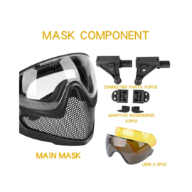 WoSporT Pilot Mask (Steel mesh version) Protective mask with the possibility of attaching to helmets (6 COLORS)