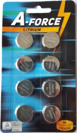 A-Force CR2032  3V Knoopcel Lithium Battery - 8pcs