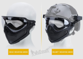 WoSporT Pilot Mask (Steel mesh version) Protective mask with the possibility of attaching to helmets (6 COLORS)