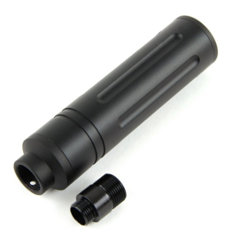 SLONG Airsoft Metal silencer 110 x 27mm with 11mm + 14 mm adapter (STRIPE)