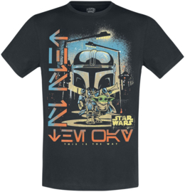 FUNKO Star Wars Boba Fett Mando & Child Alley Way Exclusive T-Shirt POP figure