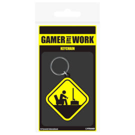 Gaming Danger Gamer at Work rubber keychain