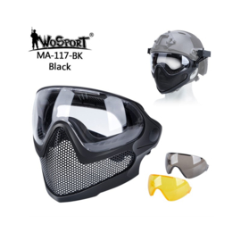 WoSporT Pilot Mask (Steel mesh version) Protective mask with the possibility of attaching to helmets (6 COLORS)