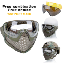 WoSporT Pilot Mask (Steel mesh version) Protective mask with the possibility of attaching to helmets (6 COLORS)