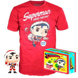 FUNKO Set POP figure & Tee DC Comics Superman Exclusive T-Shirt  POP figure Flocked Special Edition (353)