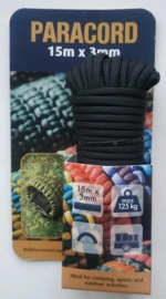 Paracord  (BLACK) 3mm 15m/50 feet