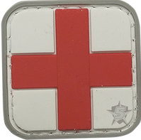 Tru Spec 5-Star Red Cross Morale Patch 30x30mm - White-Red