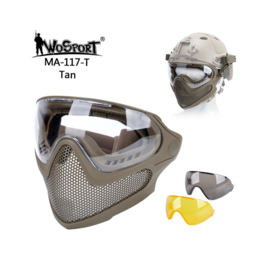 WoSporT Pilot Mask (Steel mesh version) Protective mask with the possibility of attaching to helmets (6 COLORS)