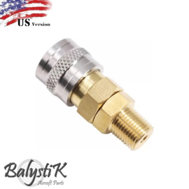 Balystik female Coupler /Adapter /Connector for regulator - 1/8 NPT male thread US - Gold / Silver