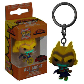 FUNKO Pocket POP Keychain My Hero Academia All Might Silver Age *Glows in the Dark* Exclusive