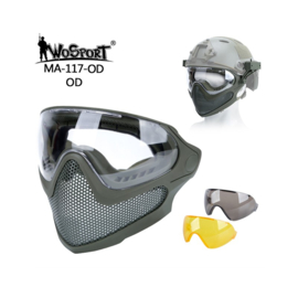 WoSporT Pilot Mask (Steel mesh version) Protective mask with the possibility of attaching to helmets (6 COLORS)