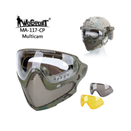 WoSporT Pilot Mask (Steel mesh version) Protective mask with the possibility of attaching to helmets (6 COLORS)