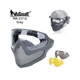 WoSporT Pilot Mask (Steel mesh version) Protective mask with the possibility of attaching to helmets (6 COLORS)