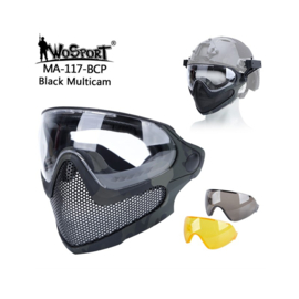 WoSporT Pilot Mask (Steel mesh version) Protective mask with the possibility of attaching to helmets (6 COLORS)