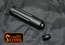 SLONG Airsoft Metal silencer 110 x 27mm with 11mm + 14 mm adapter (STRIPE)