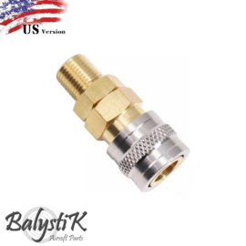 Balystik female Coupler /Adapter /Connector for regulator - 1/8 NPT male thread US - Gold / Silver