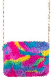 Tasje pluche camouflage regenboog