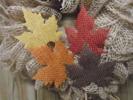 4 jute herfstbladeren op stok