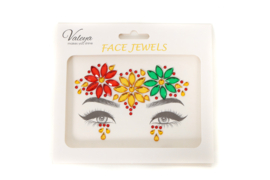 face & body jewels flowers rood geel groen
