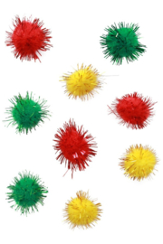 pom pom glitter 2 cm | rood/geel/groen