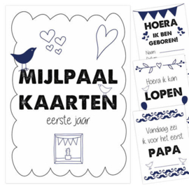 mijlpaalkaarten 1e jaar | donker blauw