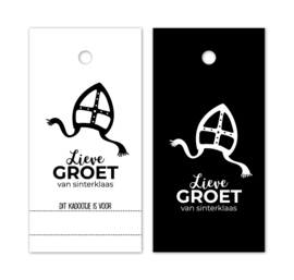 kado label zwart wit | lieve groet sinterklaas