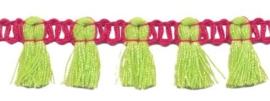 band met kwastjes fuchsia/limegroen