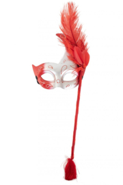 oogmasker op stok | rood / wit