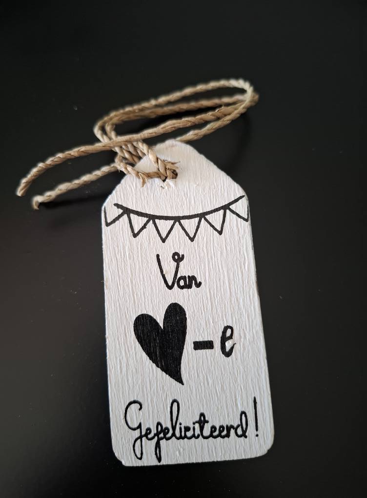 houten label | van harte gefeliciteerd