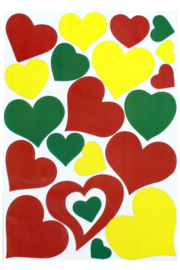 raamstickers hartjes | rood/geel/groen