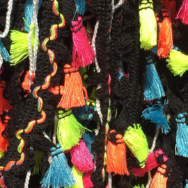 band met kwastjes multicolor zwart