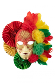 decoratie masker rood geel groen