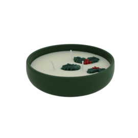 kaars Holly in bowl
