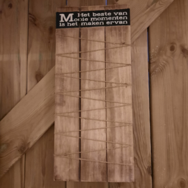houten memo bord met touw