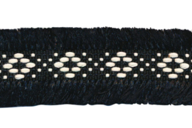 zwart 2-zijdig franjeband aztec-stijl