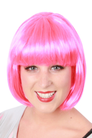 Pruik sensation bobline fluor roze