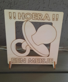 houten kaart | hoera een meisje