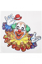 raamsticker clown rode hoed