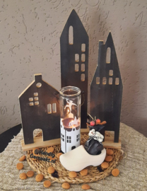 zwarte houten huisjes 3 dlg