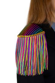 Epaulette glanzende stippen met neon franjes