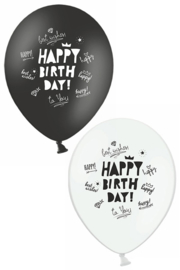 ballon zwart/wit happy birthday