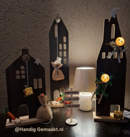 zwarte houten huisjes 3 dlg