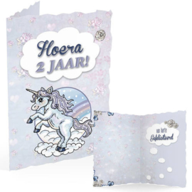 wenskaart hoera 2 jaar | Yvonne Creations