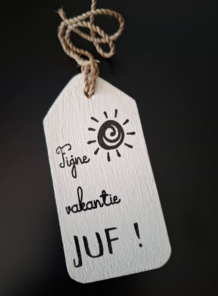 houten label | fijne vakantie juf