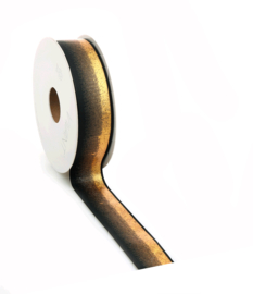 satijnlint zwart/goud 25mm