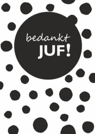 kaart juf bedankt | zwart/wit