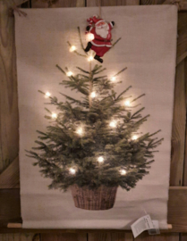 kerstboom met verlichting op doek