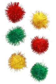 pom pom glitter 4 cm | rood/geel/groen