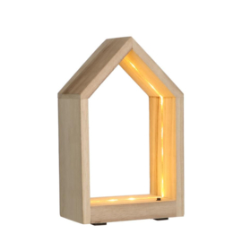 houten huis met ledlicht