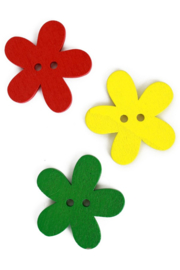 bloemetjes knoop 4 cm| rood/geel/groen